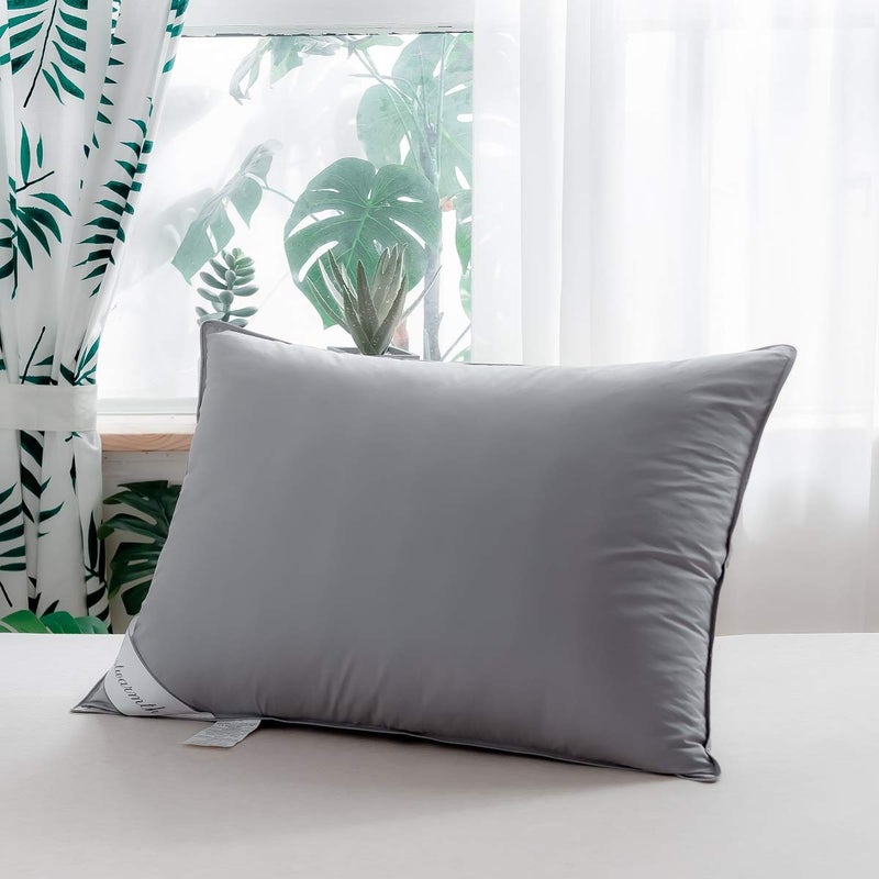 Eastwarmth Goose Down Feather Bed Pillows for Sleeping,Medium Firm,Soft Support Grey Color Standard Size One Pillow - Image 1